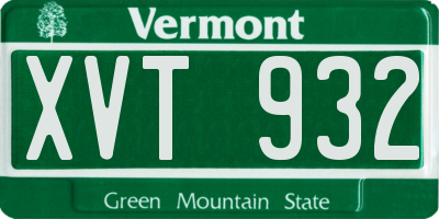 VT license plate XVT932
