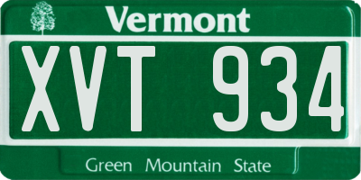 VT license plate XVT934