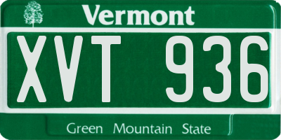 VT license plate XVT936