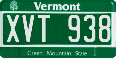 VT license plate XVT938