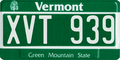 VT license plate XVT939
