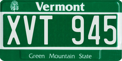 VT license plate XVT945