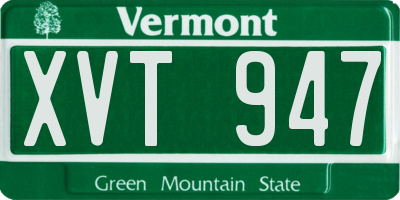 VT license plate XVT947