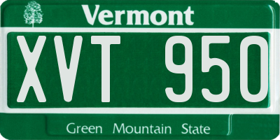 VT license plate XVT950