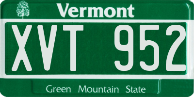 VT license plate XVT952