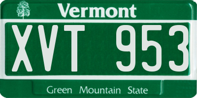 VT license plate XVT953
