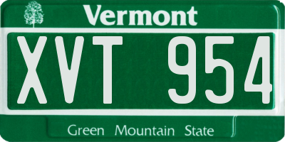 VT license plate XVT954
