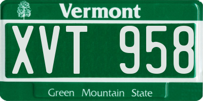 VT license plate XVT958