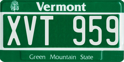 VT license plate XVT959