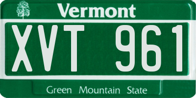 VT license plate XVT961