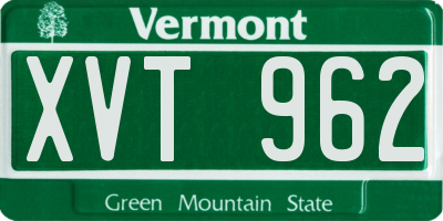 VT license plate XVT962
