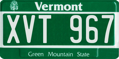 VT license plate XVT967