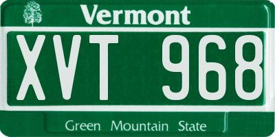 VT license plate XVT968