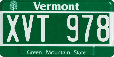 VT license plate XVT978