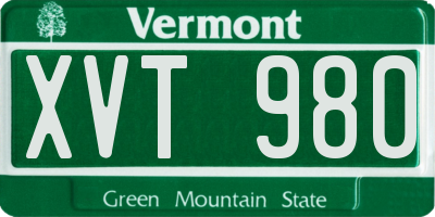 VT license plate XVT980