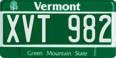 VT license plate XVT982