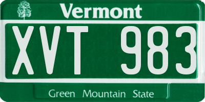 VT license plate XVT983