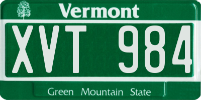 VT license plate XVT984