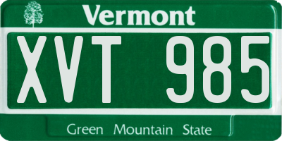 VT license plate XVT985