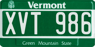 VT license plate XVT986