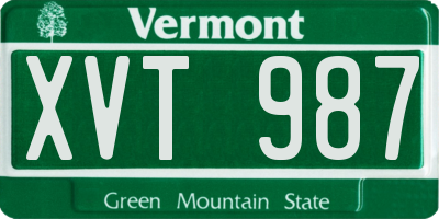 VT license plate XVT987