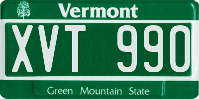 VT license plate XVT990