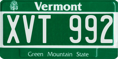 VT license plate XVT992