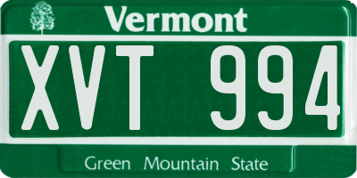 VT license plate XVT994