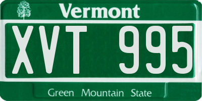 VT license plate XVT995