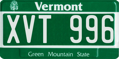 VT license plate XVT996