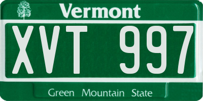 VT license plate XVT997