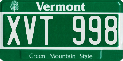 VT license plate XVT998