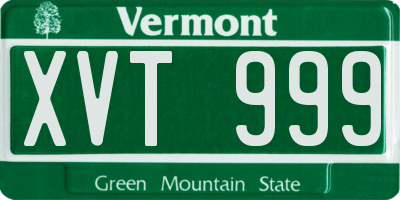 VT license plate XVT999