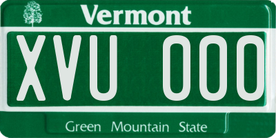 VT license plate XVU000