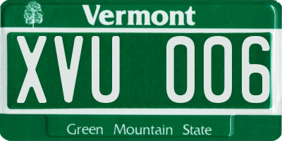 VT license plate XVU006