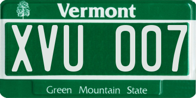VT license plate XVU007
