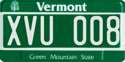 VT license plate XVU008
