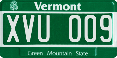 VT license plate XVU009