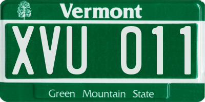 VT license plate XVU011