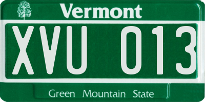VT license plate XVU013