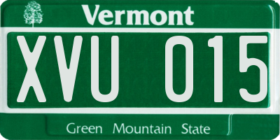 VT license plate XVU015