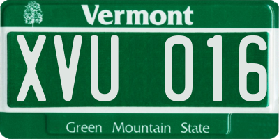 VT license plate XVU016