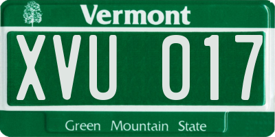 VT license plate XVU017