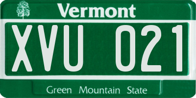 VT license plate XVU021