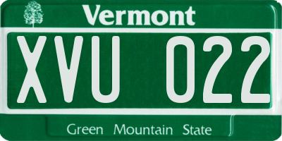 VT license plate XVU022