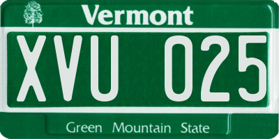 VT license plate XVU025