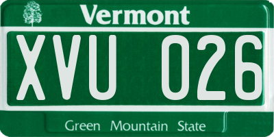 VT license plate XVU026