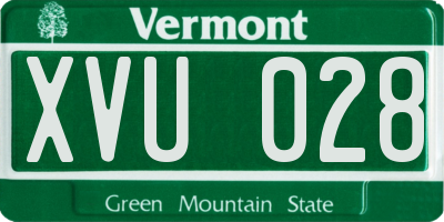 VT license plate XVU028