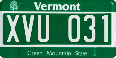 VT license plate XVU031