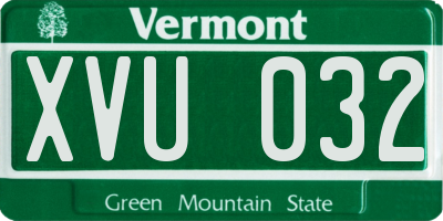 VT license plate XVU032